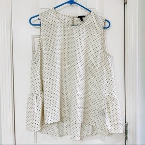 WHO WHAT WEAR • Cream + Black Polkadot High Low Tank Top